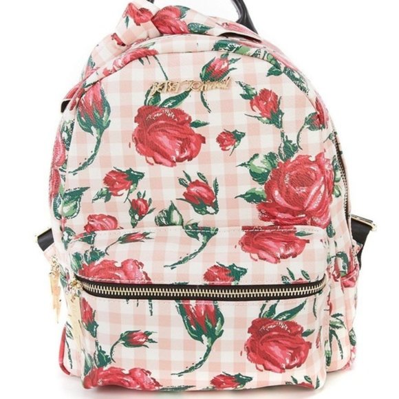Betsey Johnson Handbags - Betsey Johnson GINGHAM FLOWER BACKPACK